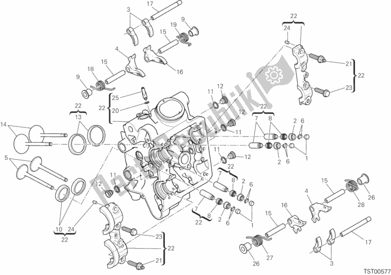 Alle onderdelen voor de Horizontale Kop van de Ducati Diavel Xdiavel Sport Pack Brasil 1260 2019